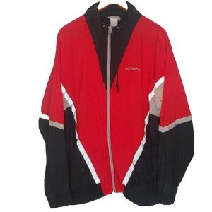 Vintage 1990's Adidas Men's XL Windbreaker Jacket Reflective Red & Black Track